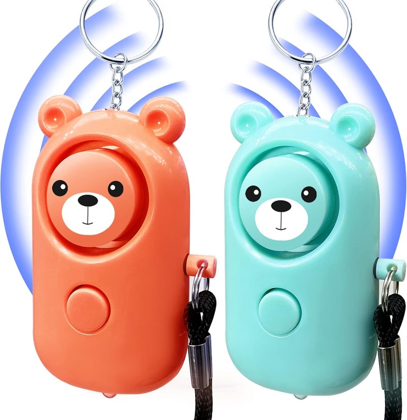 SRTKBEU Personal Alarm 130dB Loud Safe Sound Siren, 2 Pack Self Defense Security with LED Light, Safety Alarms Keychain for Women Kids Elders Girls (Cyan+Orange) - Image 1